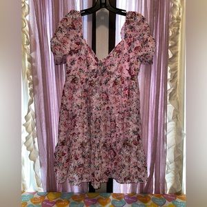 Blue rain, floral dress. Size medium.